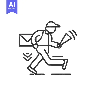 Popular premium asset: Line art illustration of a mail carrier delivering mail