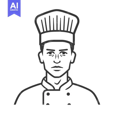 Premium design asset: Line Art Illustration of a Male Chef Wearing a Hat