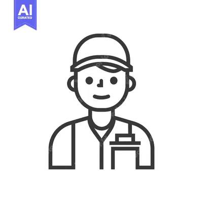 Aset premium populer: Line Art Illustration of a Male Delivery Driver