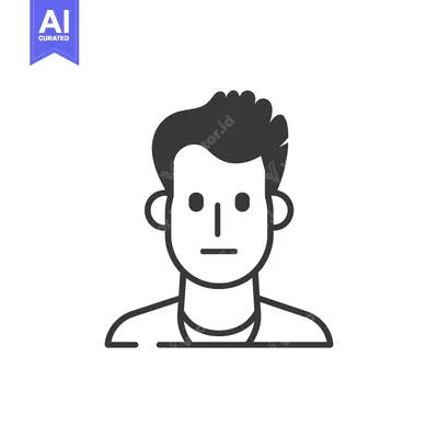 Aset desain premium: Line art illustration of a male face with short hair