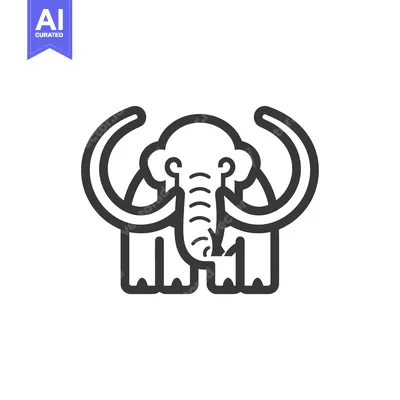 Aset desain premium: Line Art Illustration of a Mammoth