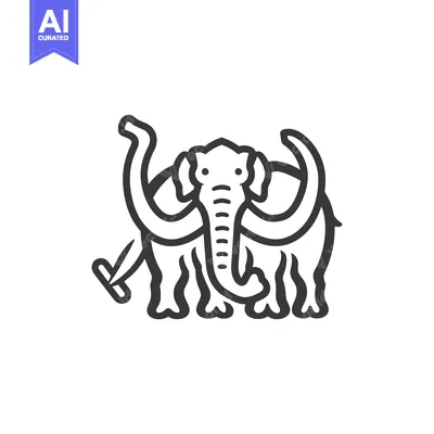 Popular premium asset: Line art illustration of a mammoth with tusks
