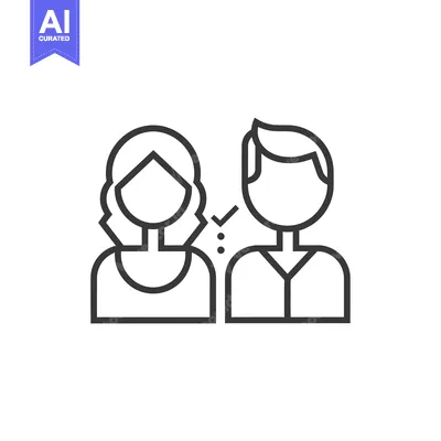 Aset premium populer: Line art illustration of a man and a woman facing each other