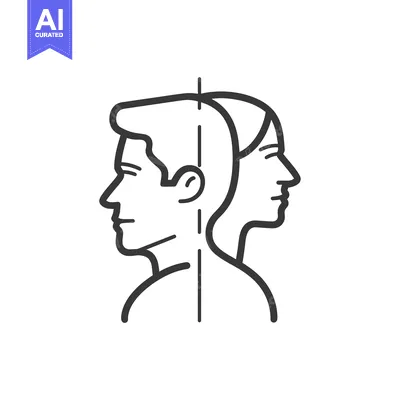 Premium design asset: Line Art Illustration of a Man and Woman's Profile