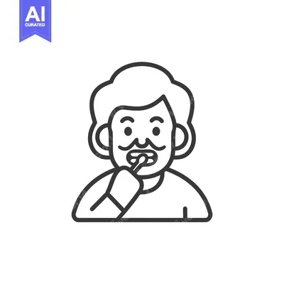 Aset premium populer: Line art illustration of a man brushing his teeth