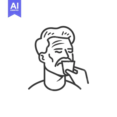 Aset premium populer: Line art illustration of a man drinking from a glass
