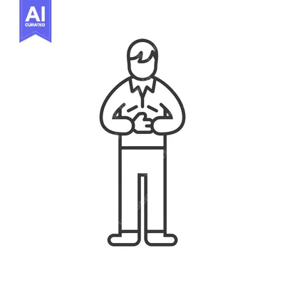 Aset premium populer: Line art illustration of a man holding his chest
