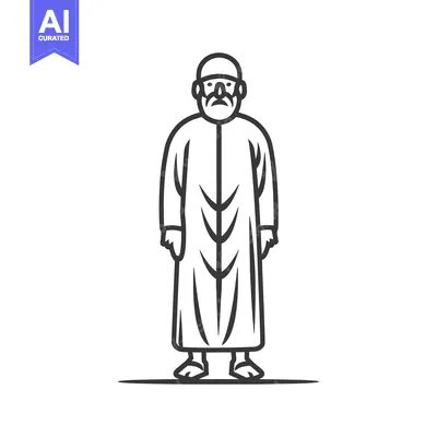 Popular premium asset: Line Art Illustration of a Man in a Long Robe