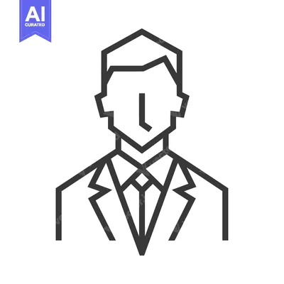 Premium design asset: Line art illustration of a man in a suit