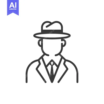 Popular premium asset: Line Art Illustration of a Man in a Suit and Hat