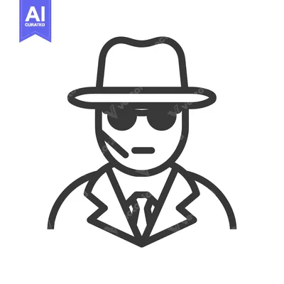 Popular premium asset: Line Art Illustration of a Man in a Suit and Hat Wearing Sunglasses