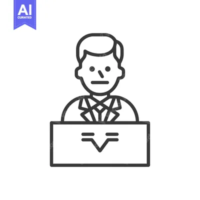 Popular premium asset: Line Art Illustration of a Man in a Suit Speaking at a Podium