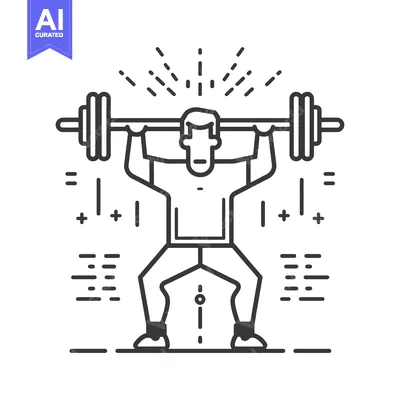 Popular premium asset: Line Art Illustration of a Man Lifting Weights