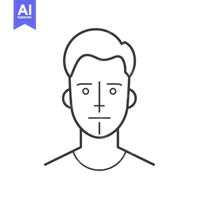 Aset desain premium: Line art illustration of a man's face