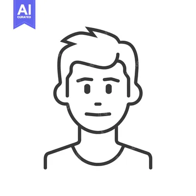 Aset desain premium: Line Art Illustration of a Man's Face and Upper Body