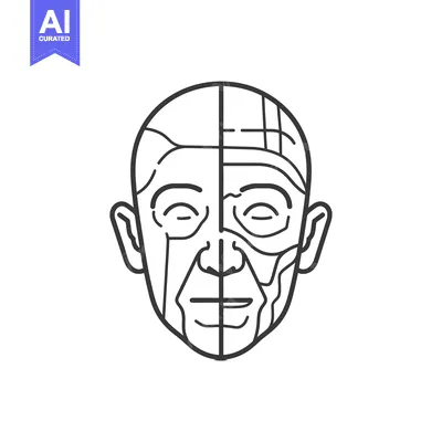 Premium design asset: Line Art Illustration of a Man's Face Split in Half