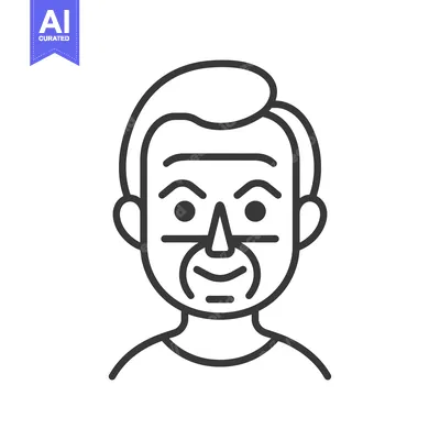 Aset desain premium: Line Art Illustration of a Man's Face with a Big Nose