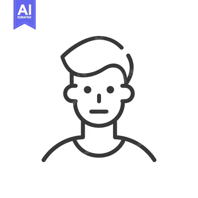 Aset desain premium: Line art illustration of a man's face with a neutral expression