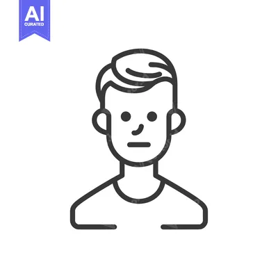 Premium design asset: Line art illustration of a man's face with a neutral expression