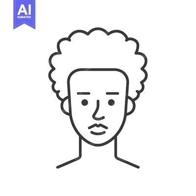 Aset premium populer: Line art illustration of a man's face with curly hair