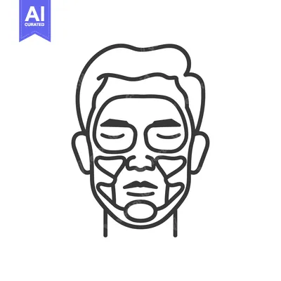 Aset desain premium: Line art illustration of a man's face with highlighted areas