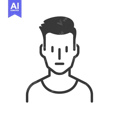 Premium design asset: Line art illustration of a man's face with short hair