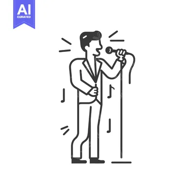 Popular premium asset: Line Art Illustration of a Man Singing into a Microphone