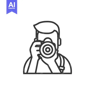 Aset premium populer: Line art illustration of a man taking a photograph