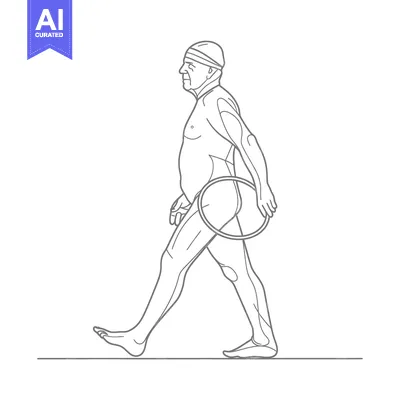 Premium design asset: Line Art Illustration of a Man Walking with a Ring in His Hand