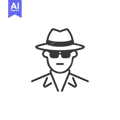 Premium design asset: Line Art Illustration of a Man Wearing a Fedora and Sunglasses