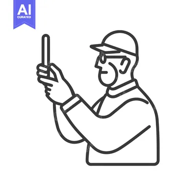 Aset premium populer: Line Art Illustration of a Man Wearing a Hat and Glasses Holding a Pho
