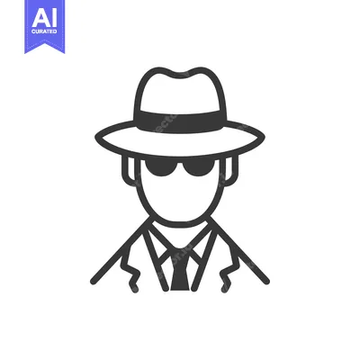 Line art illustration of a man wearing a hat and sunglasses