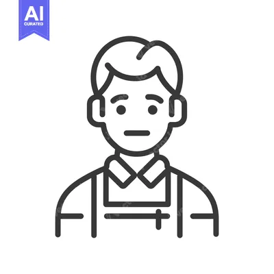 Aset desain premium: Line Art Illustration of a Man Wearing an Apron