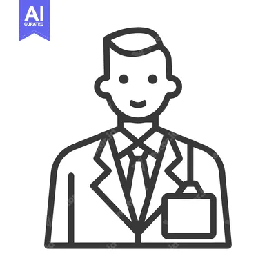 Aset premium populer: Line Art Illustration of a Man Wearing a Suit and a Tie with a Badge