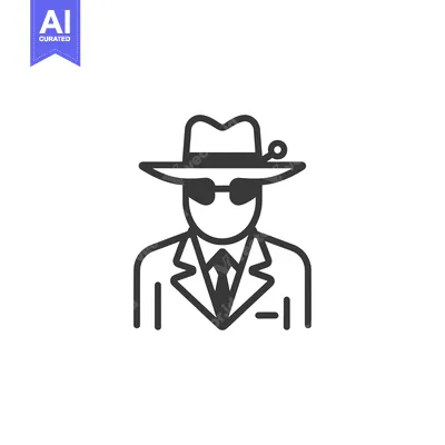 Popular premium asset: Line Art Illustration of a Man Wearing a Suit, Hat, and Sunglasses