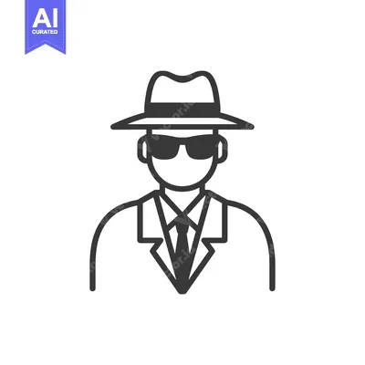 Aset premium populer: Line Art Illustration of a Man Wearing a Suit, Sunglasses, and a Hat
