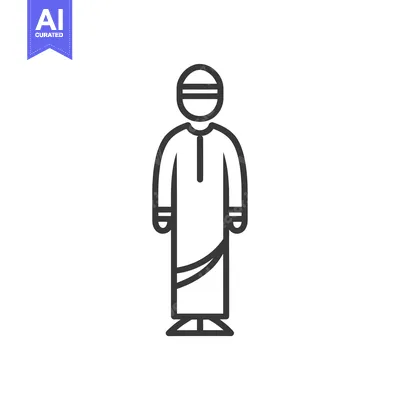 Popular premium asset: Line Art Illustration of a Man Wearing a Thobe