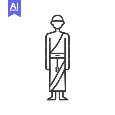 Aset desain premium: Line art illustration of a man wearing a traditional Balinese sarong