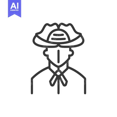 Line Art Illustration of a Man Wearing a Tri-Cornered Hat