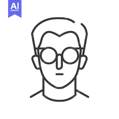 Premium design asset: Line Art Illustration of a Man Wearing Glasses