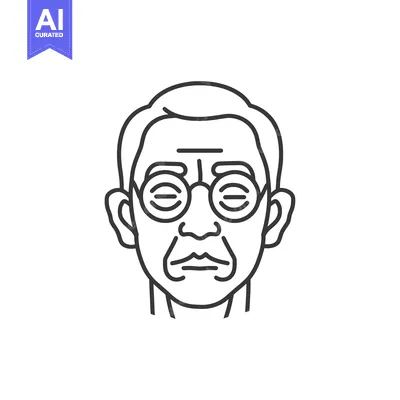 Aset premium populer: Line Art Illustration of a Man Wearing Glasses