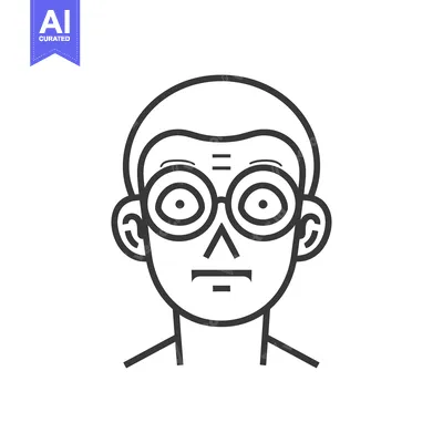 Premium design asset: Line art illustration of a man wearing glasses