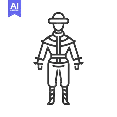 Popular premium asset: Line Art Illustration of a Man Wearing Traditional Clothing