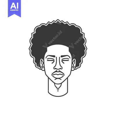 Popular premium asset: Line Art Illustration of a Man with a Big Afro