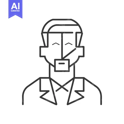 Aset desain premium: Line art illustration of a man with a closed mouth