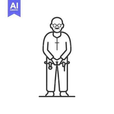 Line Art Illustration of a Man with a Cross on His Chest