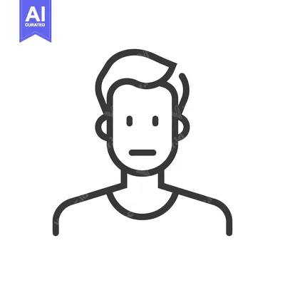 Aset desain premium: Line Art Illustration of a Man with a Neutral Expression