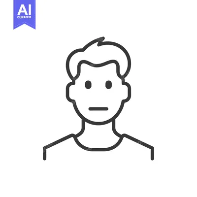 Aset premium populer: Line Art Illustration of a Man with a Neutral Facial Expression