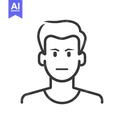 Aset premium populer: Line Art Illustration of a Man with a Serious Expression