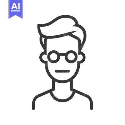 Aset desain premium: Line art illustration of a man with glasses